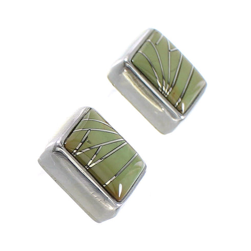 Silver Turquoise Inlay Jewelry Southwestern Post Earrings AX95025
